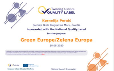 Nacionalna oznaka kvalitete za eTwinning projekt Green Europe / Zelena Europa